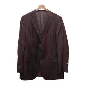 Baumans Ermenegildo Zegna 3-Button Sport Coat‎ Blazer Pinstripe 100% Wool Brown